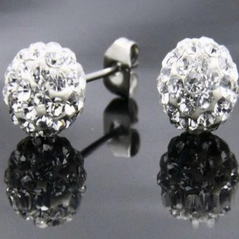 Fashion Shamballa Style Disco Ball Stud Earrings For Women Polymer Clay Pave Rhinestone Ball Earrings Daily Jewelry Gift