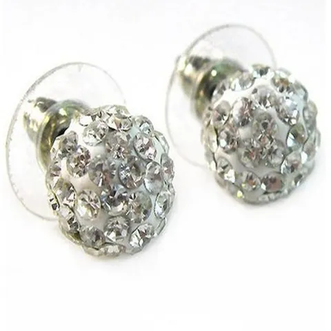 Shamballa Style Full Rhinestone Ball Stud Earrings Polymer Clay Pave Crystal Ear Jewelry For Women Men Unisex Daily Party Gift