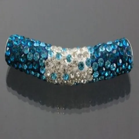 Shamballa Style Curved Tube Beads Polymer Clay Pave Rhinestone Gradient Color DIY Jewelry Making Accessories For Bracelet Necklace Handcrafted Crafting Supplies