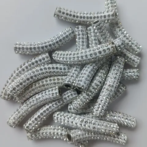 Polymer Clay Rhinestone Curved Tube Loose Beads Pave Disco Spacer Beads For DIY Bracelet Necklace Handmade Jewelry Craft Making