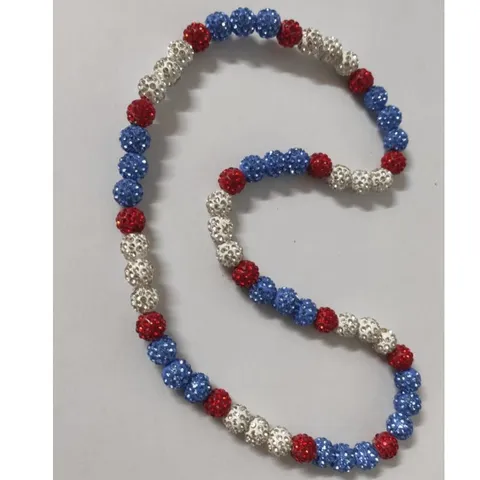 Shamballa Style Polymer Clay Rhinestone Beaded Necklace Colorful Disco Ball Crystal Beaded Stretch Strand Necklace Jewelry