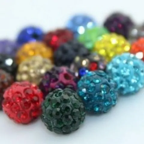 Cuentas Shamballa de Arcilla Polimérica y Strass Cuentas Sueltas Redondas Completas Para Accesorios de Fabricación de Joyas DIY