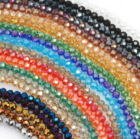 Crystal Rondelle Loose Beads Glass Spacer Faceted Beads For DIY Bracelet Necklace Earring Jewelry Making Accessories