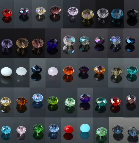 Cuentas Sueltas de Rondelle de Vidrio de Cristal Artificial Cuentas Espaciadoras Facetadas para Hacer Joyas de Bricolaje Pulseras Manualidades
