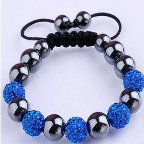 Handmade Adjustable Shamballa Woven Bracelet For Women Men Rhinestone Clay Disco Ball Beads Bracelet Fashion Jewelry Gift