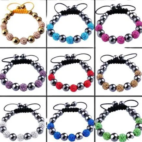 Handmade Adjustable Shamballa Woven Bracelet For Women Men Rhinestone Clay Disco Ball Beads Bracelet Fashion Jewelry Gift