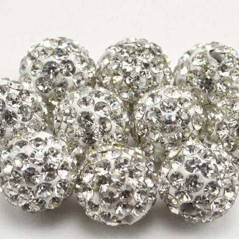 Full Rhinestone Clay Shamballa Beads Double Hole Round Loose Beads For DIY Bracelet Necklace Jewelry Making Accessories