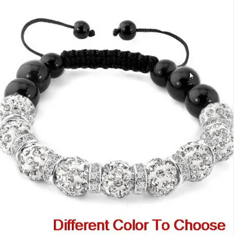 Dames Shamballa Armband Kristal Strass Kleibal Gevlochten Verstelbare Mode Sieraden