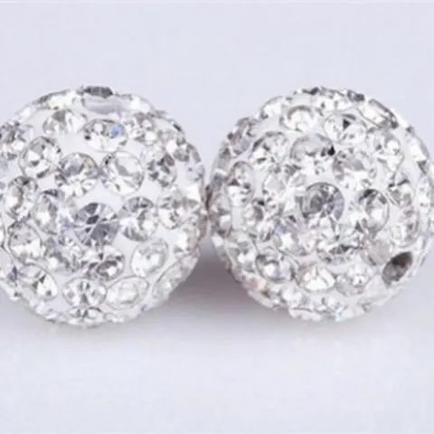 White Polymer Clay Rhinestone Disco Ball Shamballa Beads Straight Hole Half Hole Spacer Beads For DIY Jewelry Making