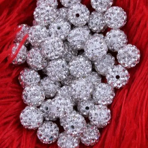 White Shamballa Clay Rhinestone Disco Ball Beads Loose Beads For DIY Jewelry Making Bracelet Necklace Accessories
