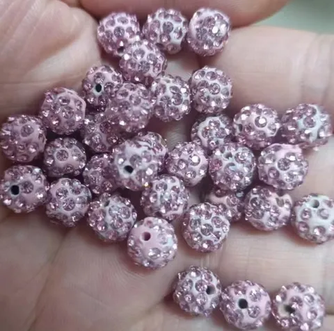 DIY Shamballa Beads Soft Clay Rhinestone Pave Ball Loose Beads Double Hole Spacer Beads For Jewelry Making