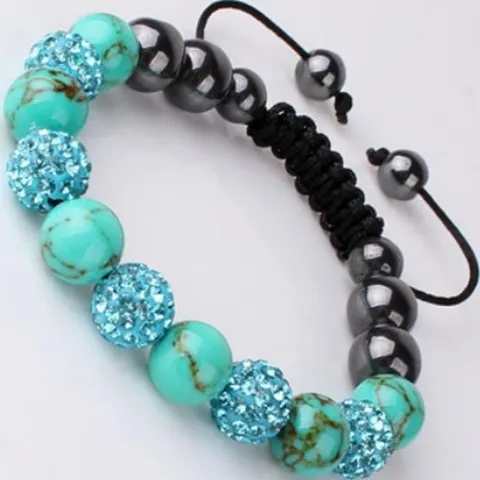 Dames Handgemaakte Polymeerklei Strass Bal Gevlochten Shamballa Armband Verstelbare Mode Charm Sieraden Cadeau