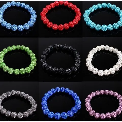 Colorful Clay Rhinestone Shamballa Bracelet Sparkling Crystal Disco Ball Beaded Stretch Bracelet Fashion Jewelry