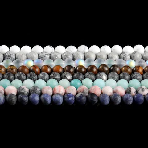 Matte Natural Stone Round Beads For Jewelry Making DIY Bracelets Necklaces Frosted Loose Gemstone Beads Handicraft Accessories