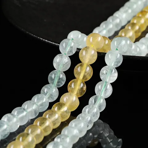 Natural Yellow Fluorite Loose Beads Mint Green Round Stone Beads For DIY Jewelry Making Bracelet Necklace Materials