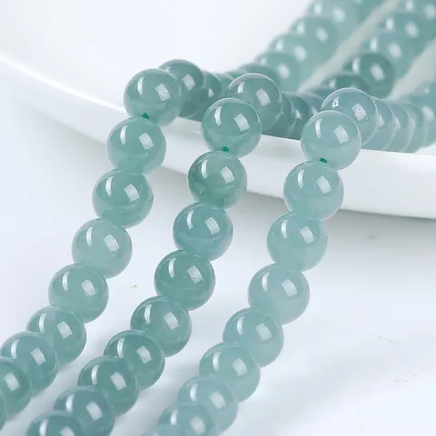Cuentas Sueltas Redondas de Jadeíta Natural Blue Water Piedra Preciosa Pulida Accesorios DIY Creación Joyería Pulseras Collares Artesanales