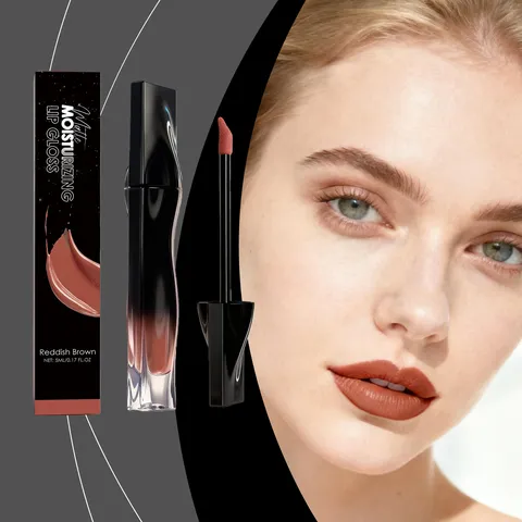 Matte Moisturizing Lip Gloss Long Lasting Waterproof Liquid Lipstick Reddish Brown Lip Tint Makeup Cosmetics