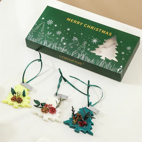 Kerstboom Geurwas Tablet Geschenkdoos Vaste Geur Tablet Kledingkast Hanger Kerst Vakantie Huisdecoratie