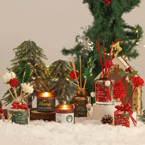 Difusor de Aromaterapia de Navidad Vela Aromática Caja de Regalo Vacaciones Hogar Ambientador