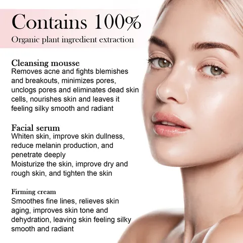 5 in 1 Facial Moisturizing Skincare Kit Hydrating Cleansing Mousse Face Serum Cream Nourishing Daily Facial Care Routine