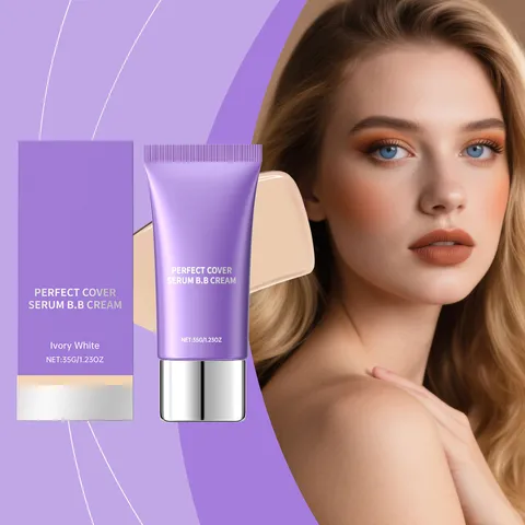 Ivory White Moisturizing Serum BB Cream Lightweight Natural Concealing Long Lasting Face Makeup Liquid Foundation