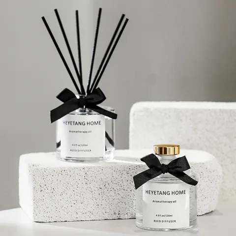 Reed Diffuser Set With Black Bow Glass Bottle Long Lasting Air Freshener For Home Hotel Bathroom Aromatherapy Oil