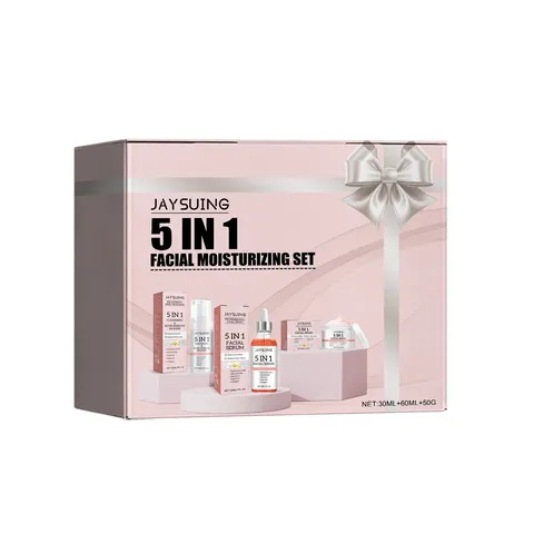 5 in 1 Facial Moisturizing Skincare Kit Hydrating Cleansing Mousse Face Serum Cream Nourishing Daily Facial Care Routine