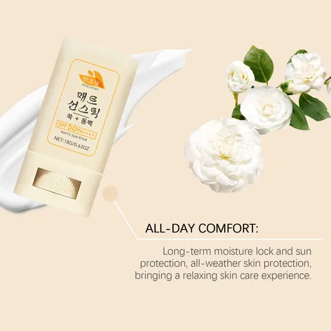 Stick Solaire Mat Protection UV Portable Baume Écran Solaire avec Extrait d'Artemisia et de Camélia Soin de la Peau Quotidien