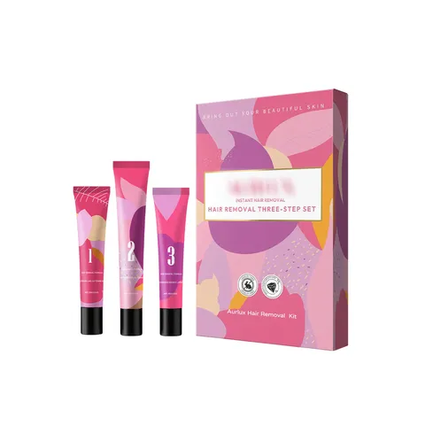 Kit d'Épilation du Visage en Trois Étapes Gel Nettoyant Doux Crème Dépilatoire Lotion Apaisante Set de Soin du Visage