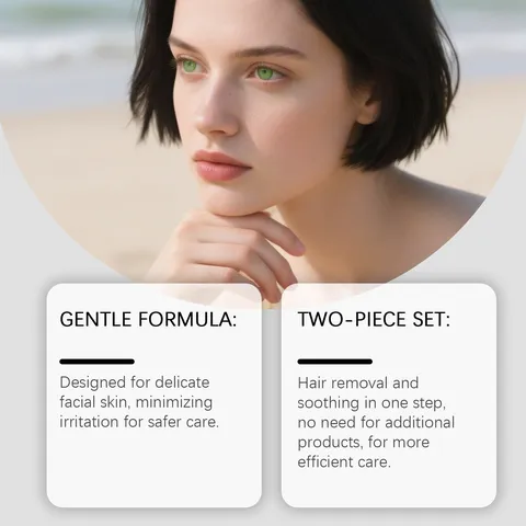 Ensemble de Crème Dépilatoire pour le Visage Épilateur Doux pour le Visage et les Lèvres Crème Réparatrice Apaisante Avec Grattoir