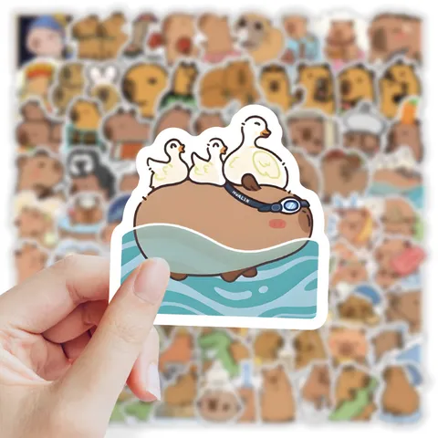 Pegatinas Impermeables Lindas Capybara Calcomanías De Animales De Dibujos Animados Para Botella De Agua