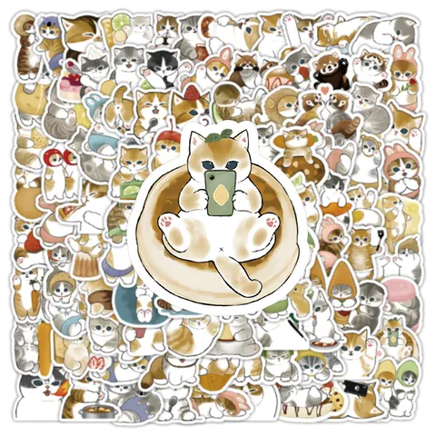 Cartoon Süße Katze Wasserdichte Vinyl Aufkleber Abziehbilder Für Wasserflasche Laptop Koffer Skateboard Gitarre DIY Dekoration
