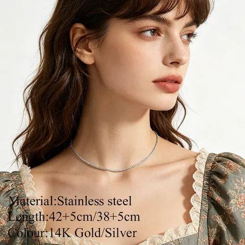 Minimalist Stainless Steel Box Chain Necklace For Women Men PVD Gold Silver Plated Basic Layering Jewelry Accessories