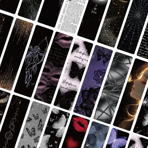 Marcadores de Libros de Papel de Lenguaje de Mariposa de Noche Oscura Estilo Gótico Estético Marcadores de Lectura Papelería