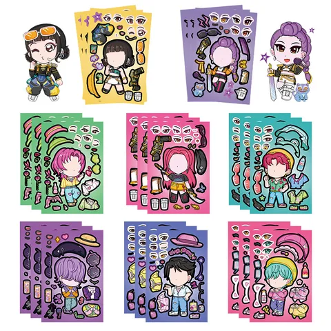 DIY Face Changing Puzzle Stickers Anime Character Dress Up Craft Set For Kids Creative Play Art Activity
