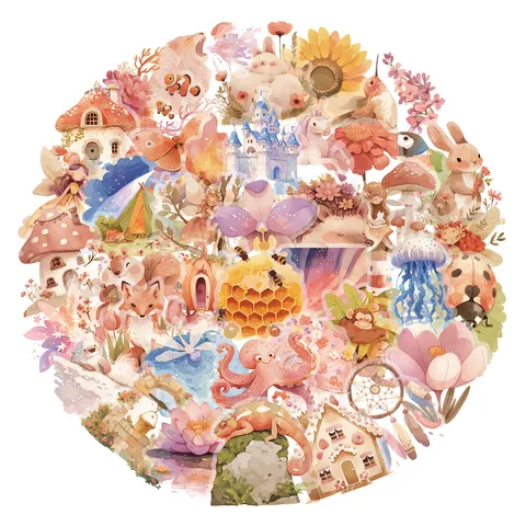 Paquete De Pegatinas PET De Hada De Dibujos Animados Y Sello Espacial Pegatinas Decorativas Impermeables Para Funda De Teléfono Diario