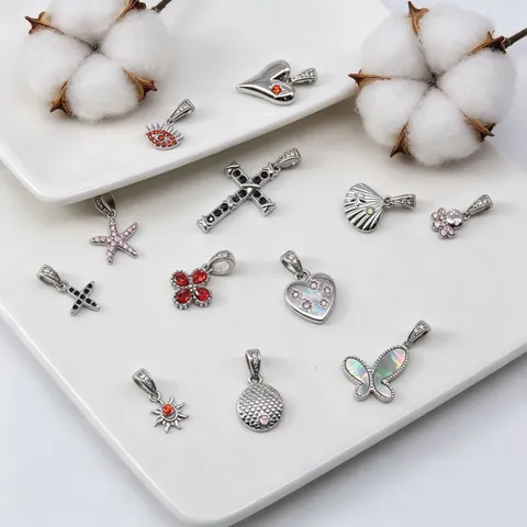 18K Gold Vergoldete Zirkonia Anhänger Evil Eye Herz Muschel Schmetterling Kreuz DIY Charms Für Schmuckherstellung Anhänger