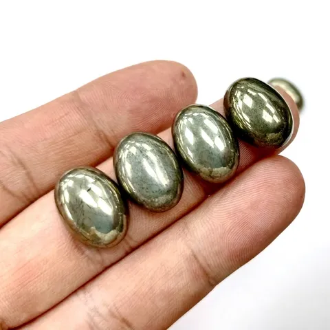 Natural Pyrite Oval Cabochon Natural Stone Loose Beads Mirror Polished Metallic Luster For DIY Jewelry Making Ring Inlay