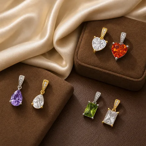 Ciondolo in Zirconia Colorata in Acciaio Inossidabile 316L Ciondolo a Forma di Cuore Goccia d'Acqua Quadrato per Creazione di Collane e Bracciali Fai da Te Gioielli da Donna