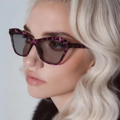 Irregular Cat Eye Sunglasses For Women Men PC Frame AC Lens UV400 Protection Purple Tortoise Shell Fashion Sun Glasses