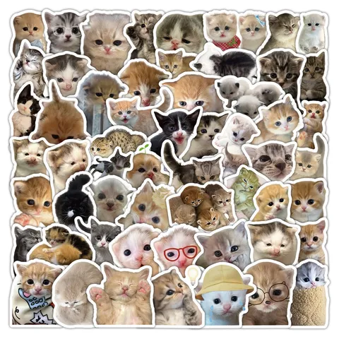 Pegatinas Lindas de Gatito Cachorro Impermeable Autoadhesivo para Diario Funda Taza