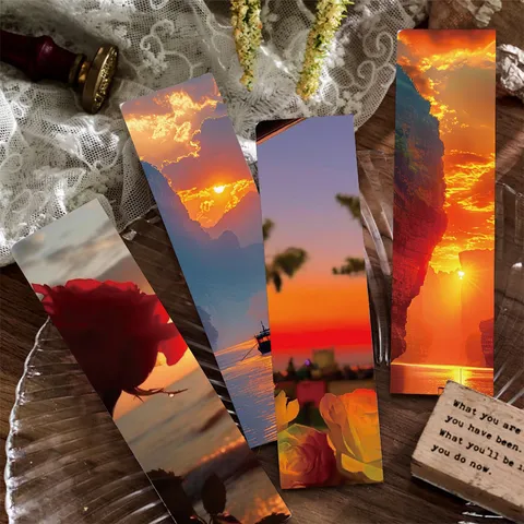 Conjunto de Marcadores de Página de Papel de Atardecer Estilo INS Creativo Marcador de Lectura Decorativo para Estudiantes Escuela Oficina