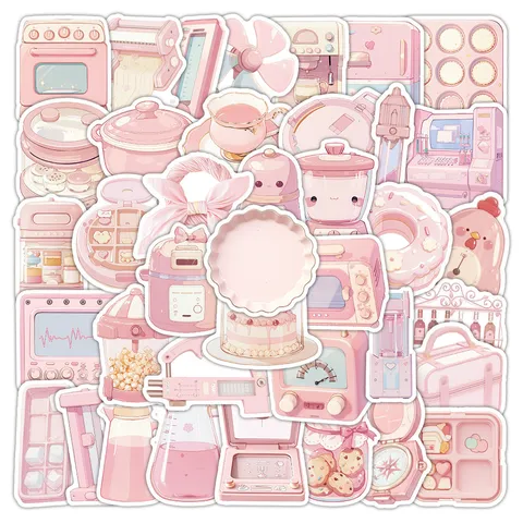 Roze Brood Bakkerij Esthetische Waterdichte Stickers Set Schattige Kawaii Scrapbook Dagboek Briefpapier Decals Voor Meisjes