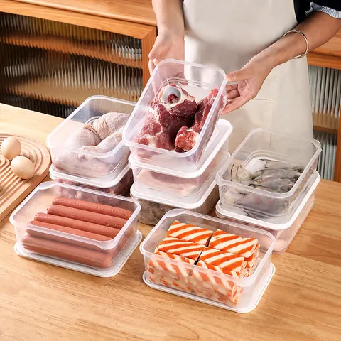 Boîte de Rangement Transparente en Plastique pour Réfrigérateur Récipient de Conservation avec Couvercle Organisateur de Cuisine