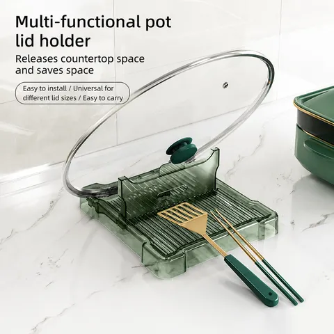 Support de Couvercle Pliable Multifonctionnel PET Organisateur de Spatule Cuillère pour Comptoir de Cuisine