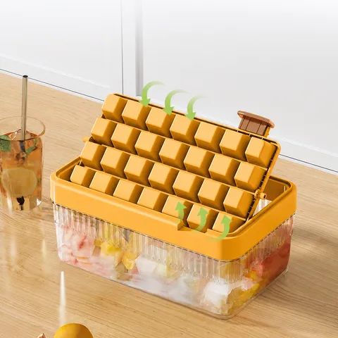 Moule à Glaçons en Plastique pour Ménage Avec Couvercle Et Pelle à Glace Boîte de Fabrication de Glace Double Couche Conteneur de Stockage