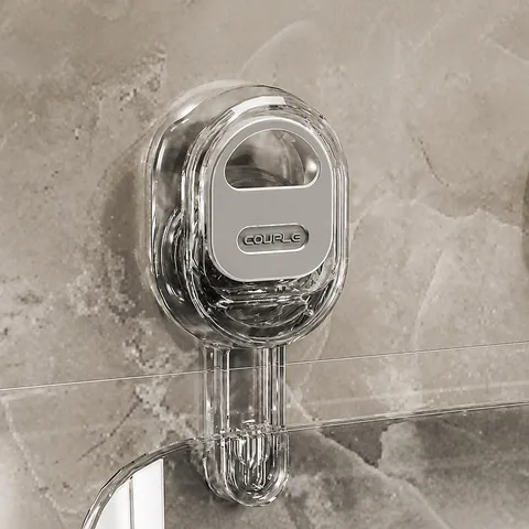 Étagère de Rangement Murale Transparente en Plastique pour Salle de Bains à Ventouse的多层 Étagère Organisateur de Salle de Bains