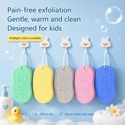 Kinder Badeschwamm Süß Cartoon Kaninchen Geprägt Weich Peeling Badeschwamm Für Kinder Baby Baden Reinigungswerkzeug