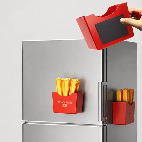 Ensemble de Bacs à Glaçons en Forme de Frites Moule à Glace Portable en Plastique Avec Boîte de Rangement Magnétique Outil de Cuisine