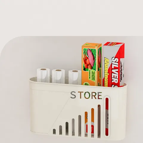 Boîte de Rangement en Plastique Murale pour Ménage Distributeur de Sacs Poubelle Organisateur de Cuisine